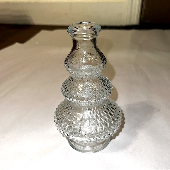 Vintage Pressed Glass Textured Small Vase Decor - Picture 3 of 10